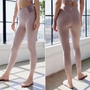 Free People Movement Women M Dusty Pink High Rise Wonderstruck Velvet Leggings